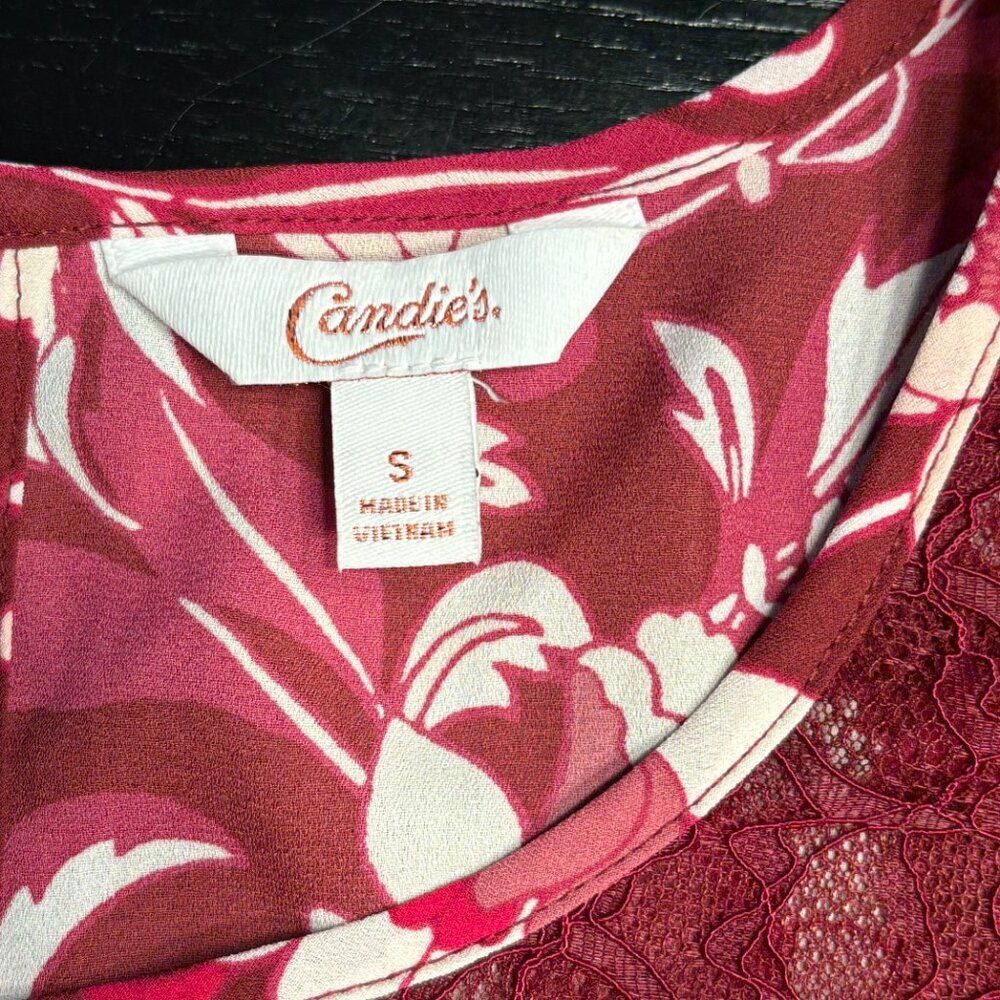 Candies Sleeveless Blouse with Lace Insert Size Small EUC - Picture 7 of 8